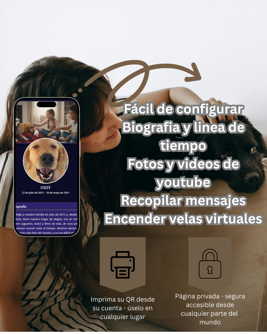 Mockup de Memorial Digital en Sempervivus mostrando una foto de perfil y mensajes de tributo
